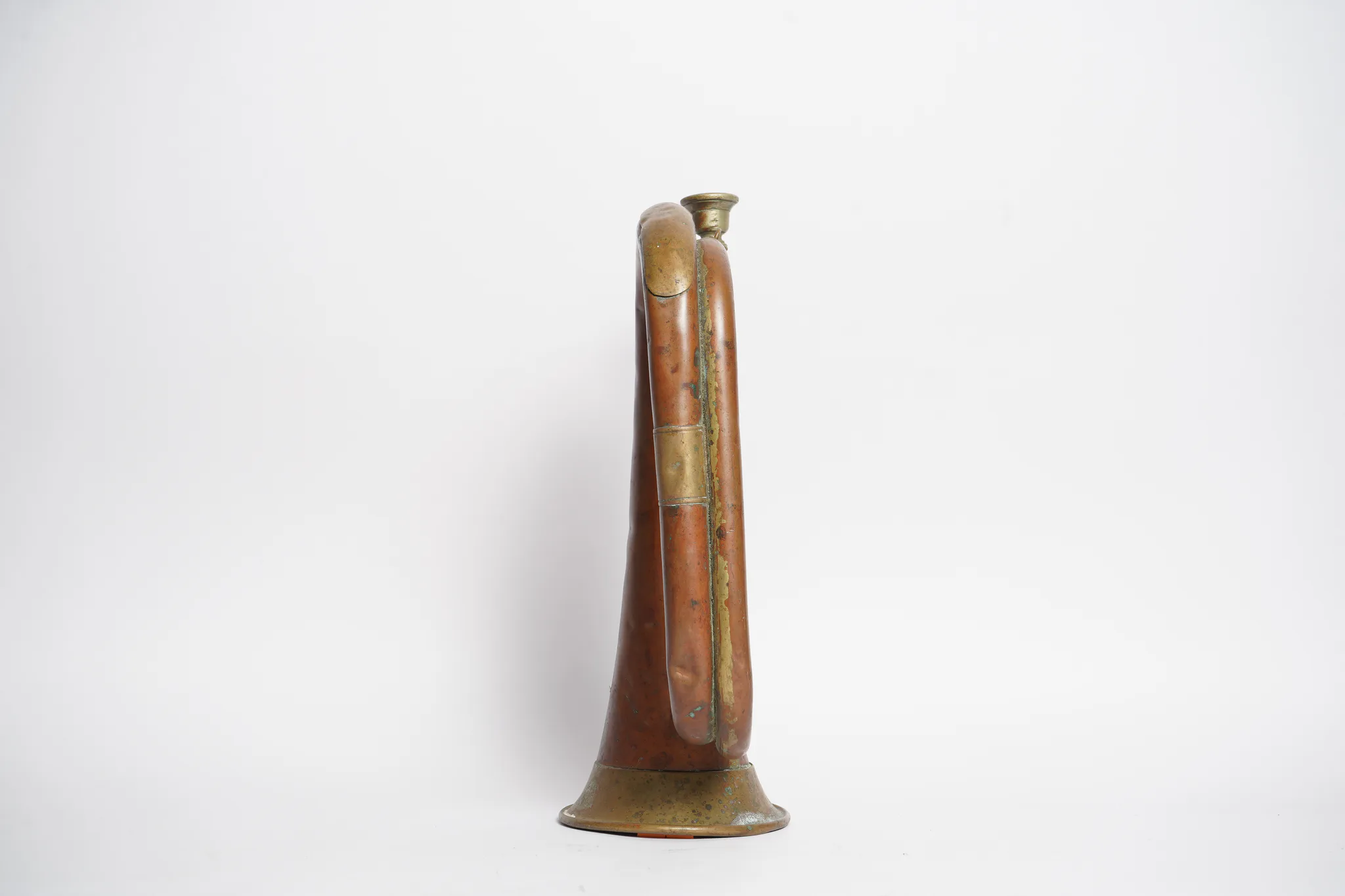 Antique British Military Copper & Brass Field Bugle — photograph