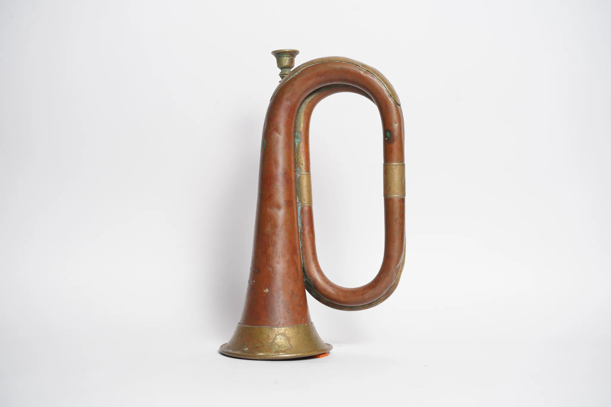 Antique British Military Copper & Brass Field Bugle — photograph