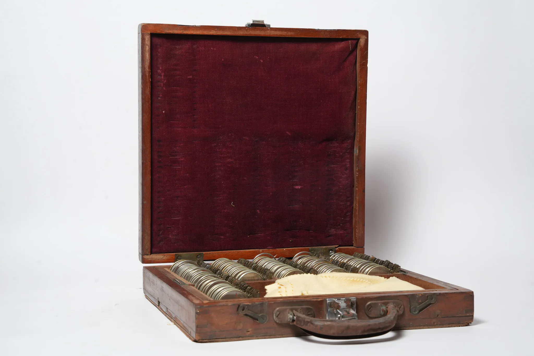 Antique Optician's Trial Lens Set in Timber Case — photograph 2