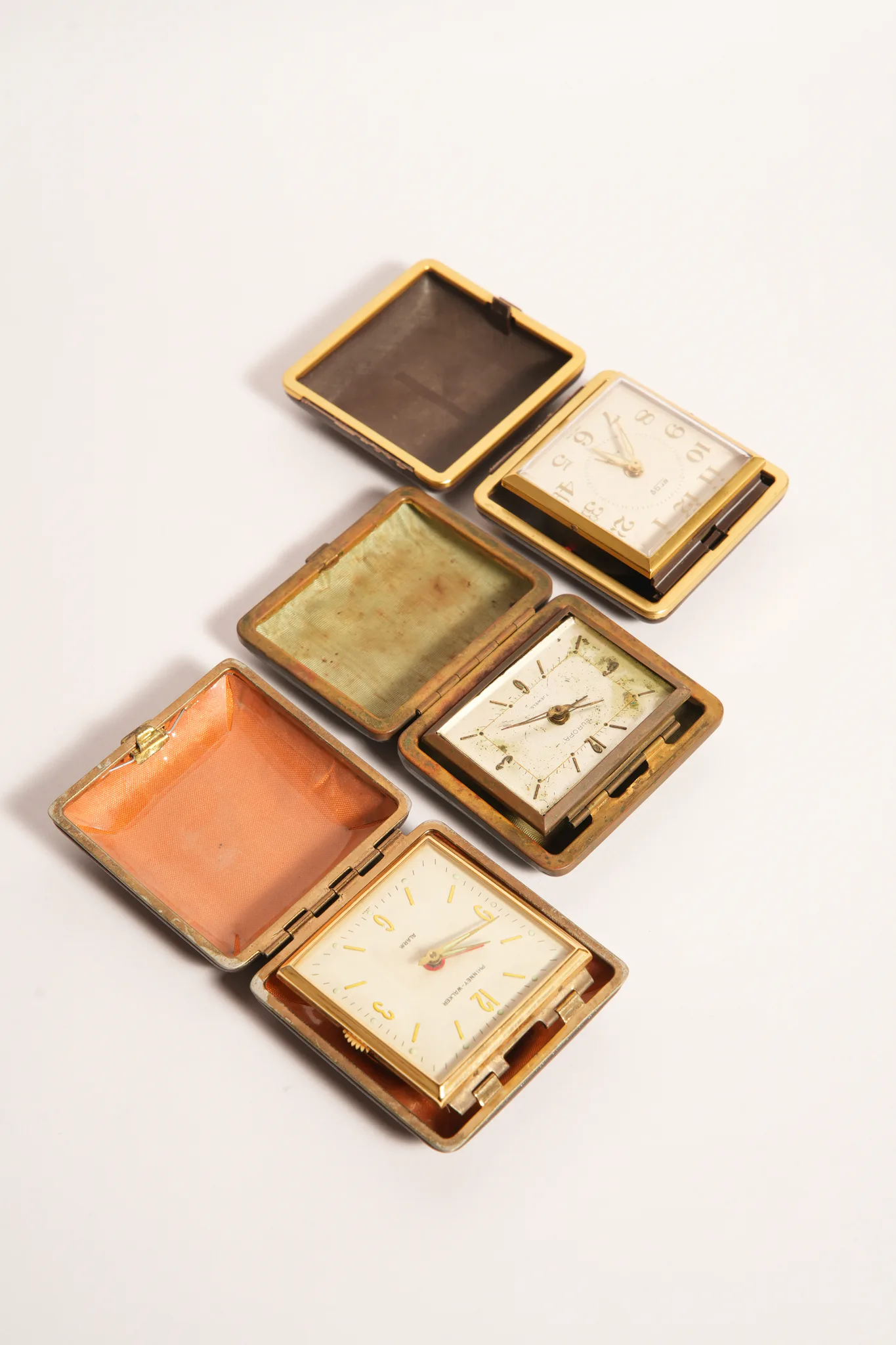 Europa 7 Jewels Travel Alarm Clock in Leather Case — photograph