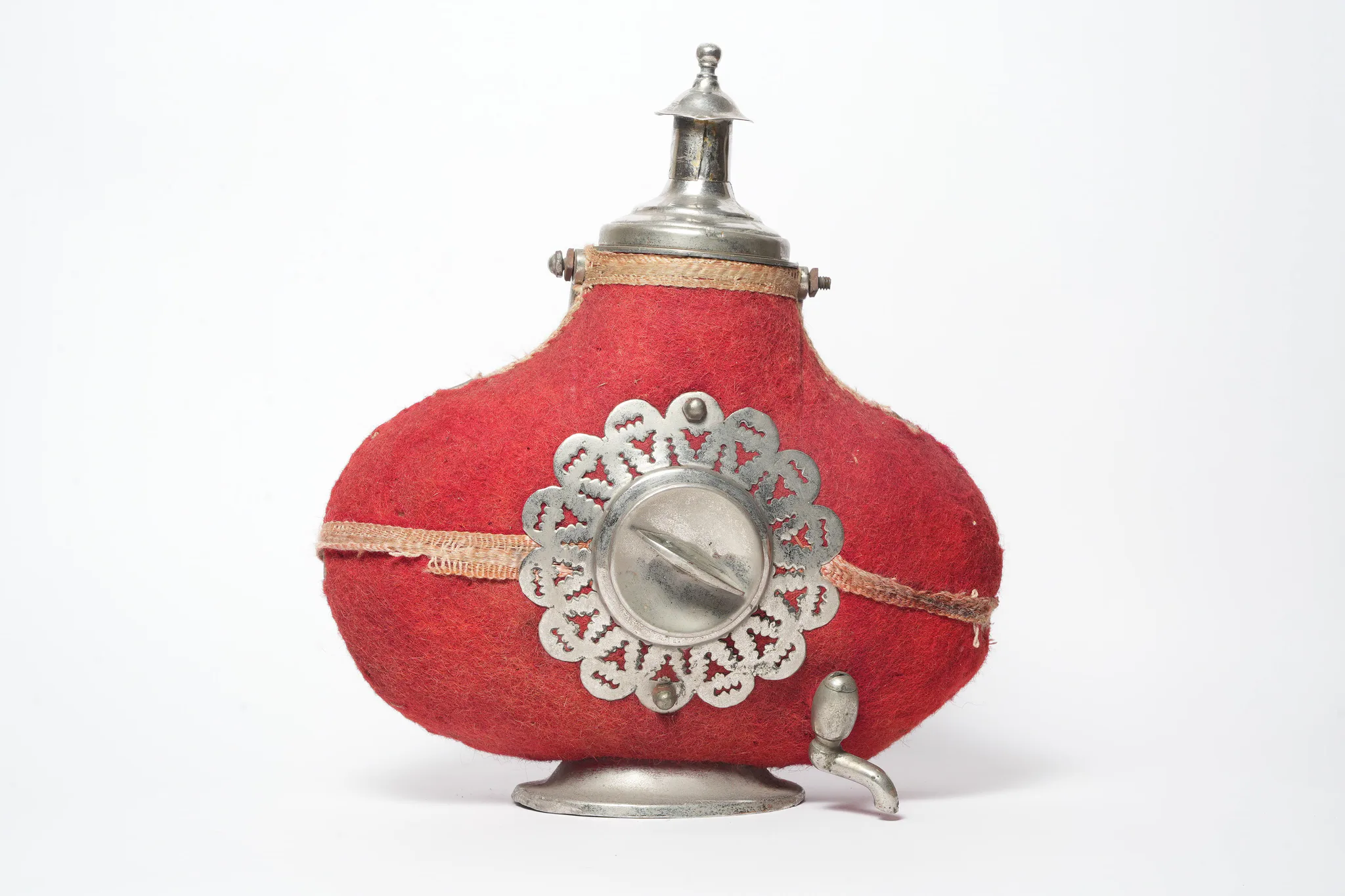 French Second Empire Vivandière Pewter & Felt Canteen — photograph 1