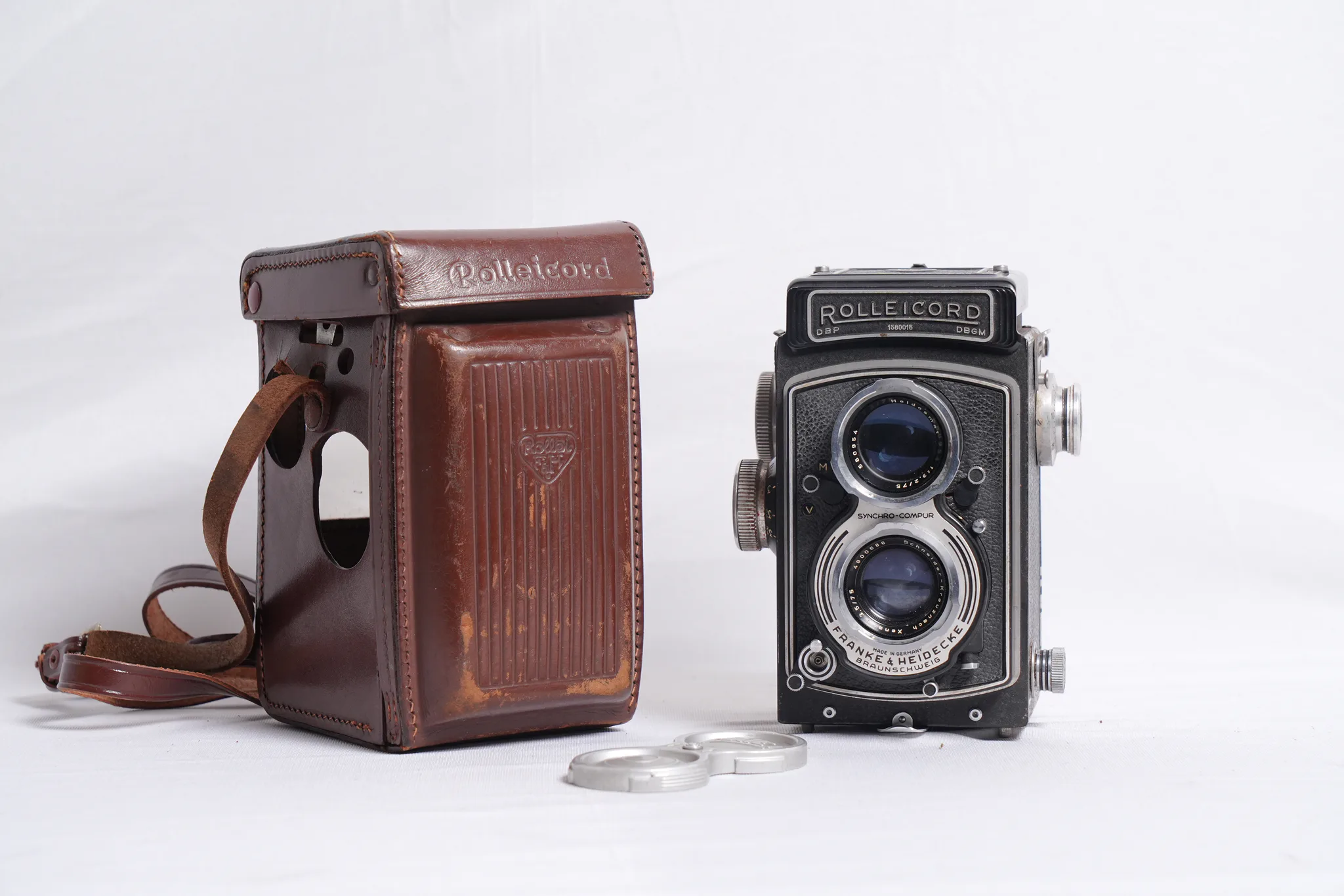 Franke & Heidecke Rolleicord TLR Camera with Case and Lens Cap — photograph