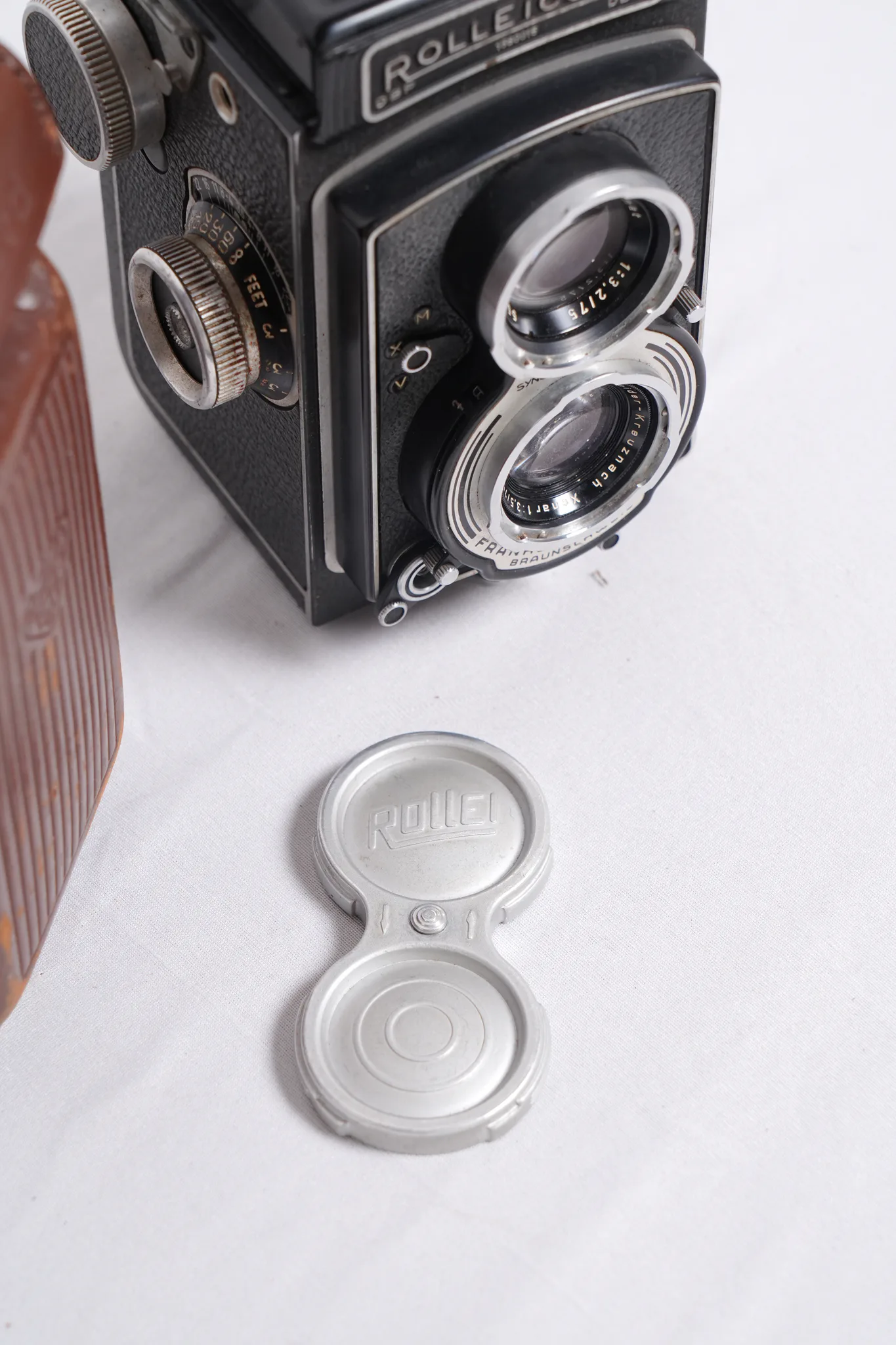 Franke & Heidecke Rolleicord TLR Camera with Case and Lens Cap — photograph