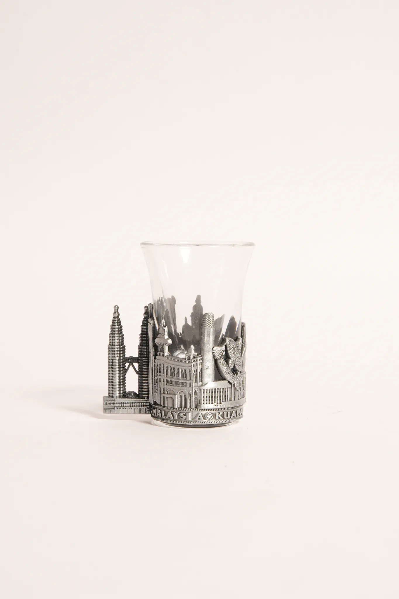 Royal Pewter Kuala Lumpur Relief Emblem Glass Cup