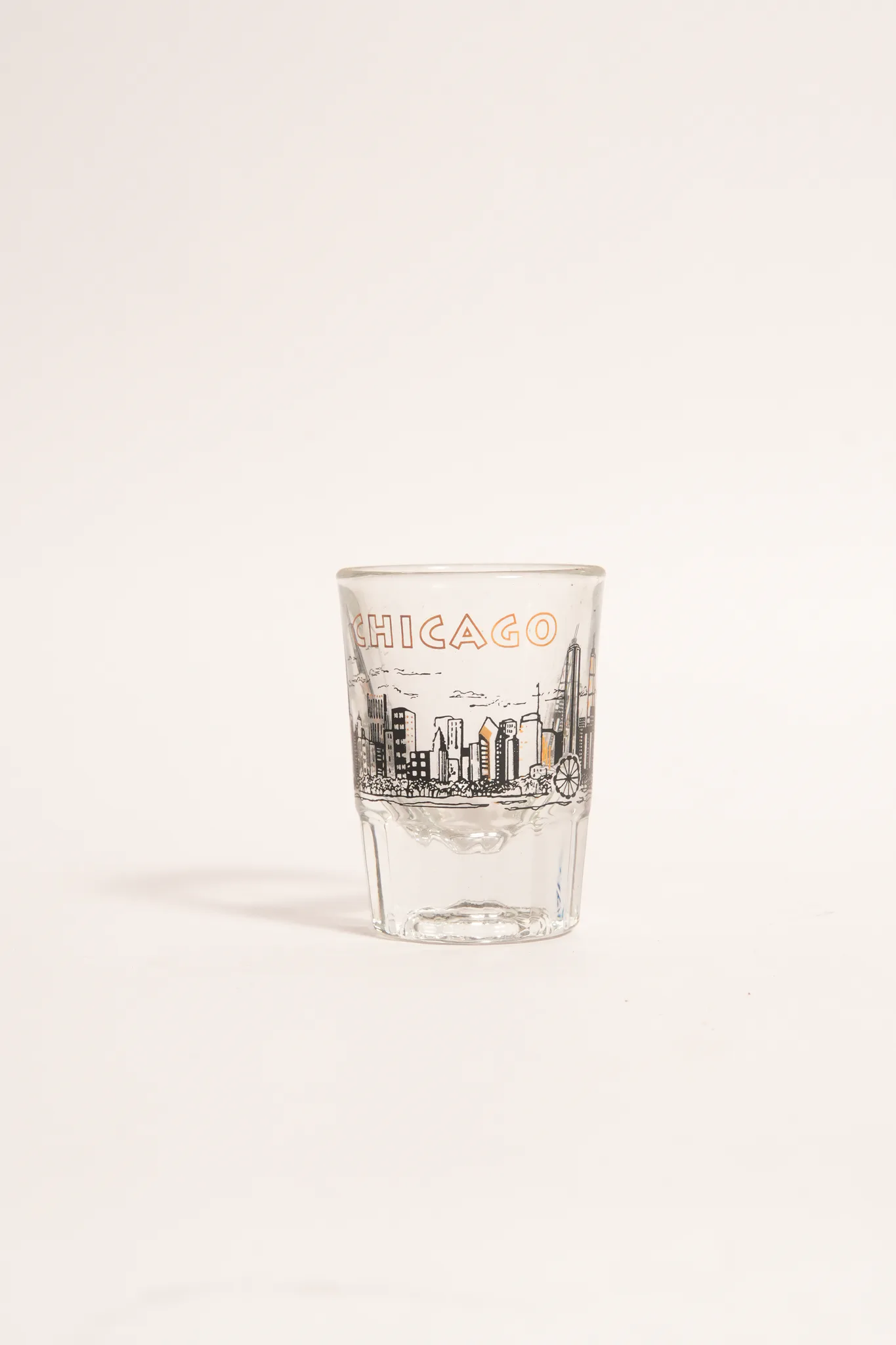 Vintage Chicago Skyline Heavy-Base Souvenir Glass — photograph