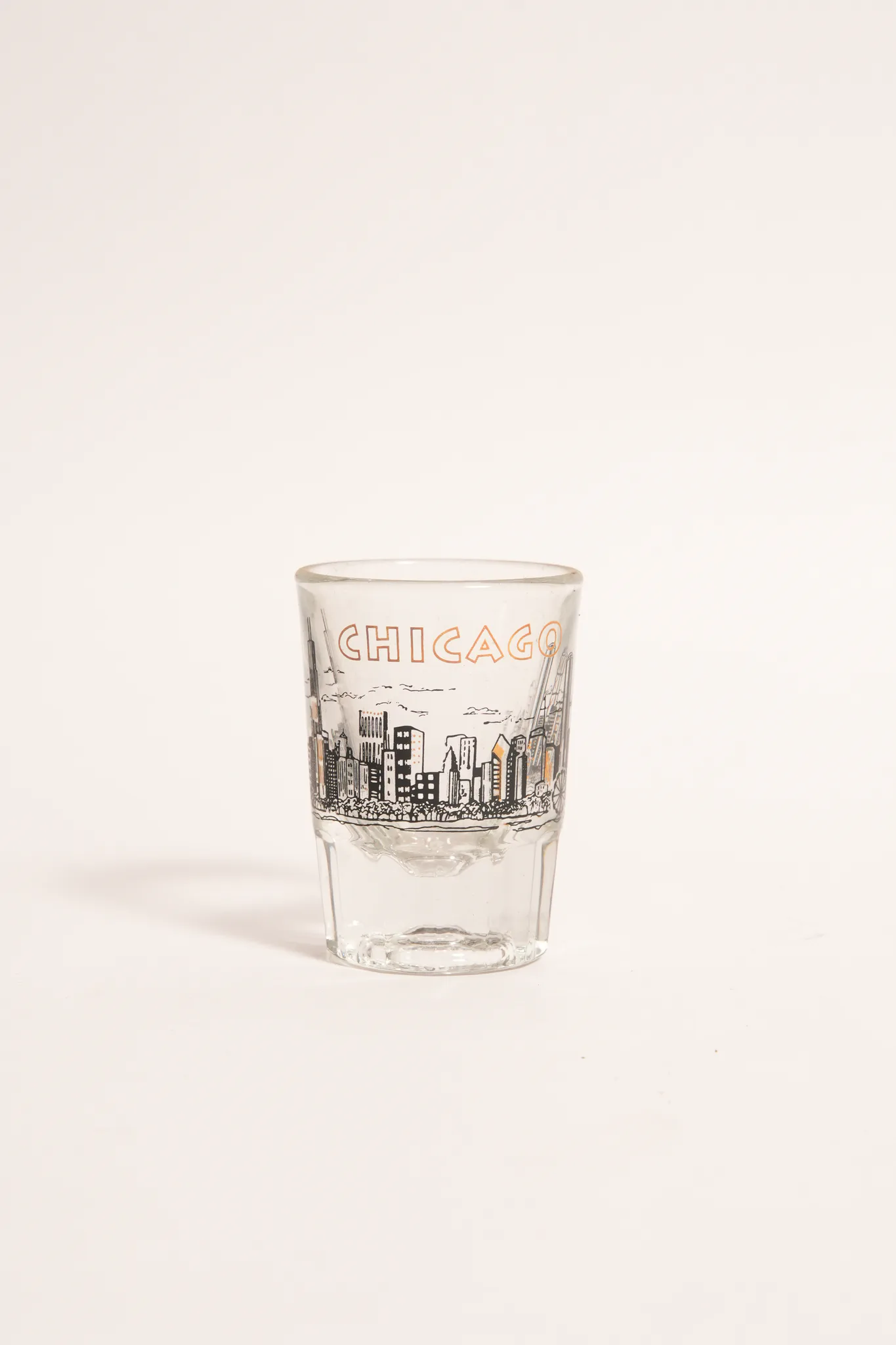 Vintage Chicago Skyline Heavy-Base Souvenir Glass