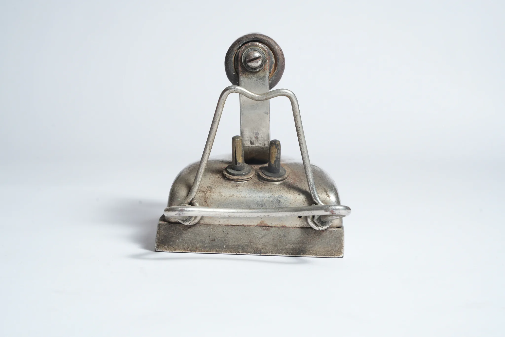 Vintage Electric Flat Iron with Wooden Handle — photograph