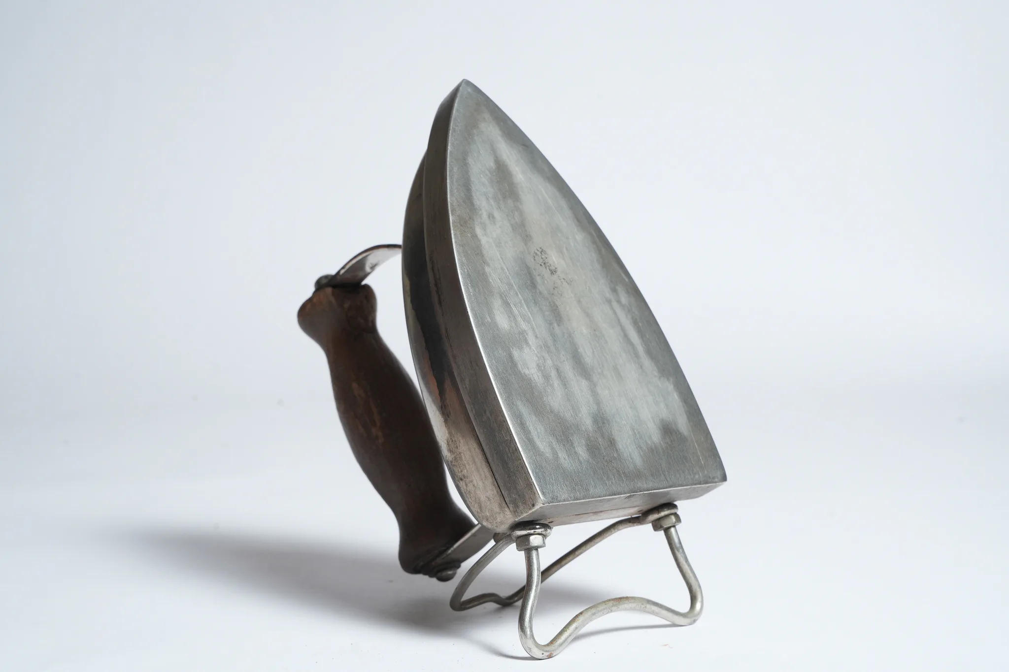 Vintage Electric Flat Iron with Wooden Handle — photograph