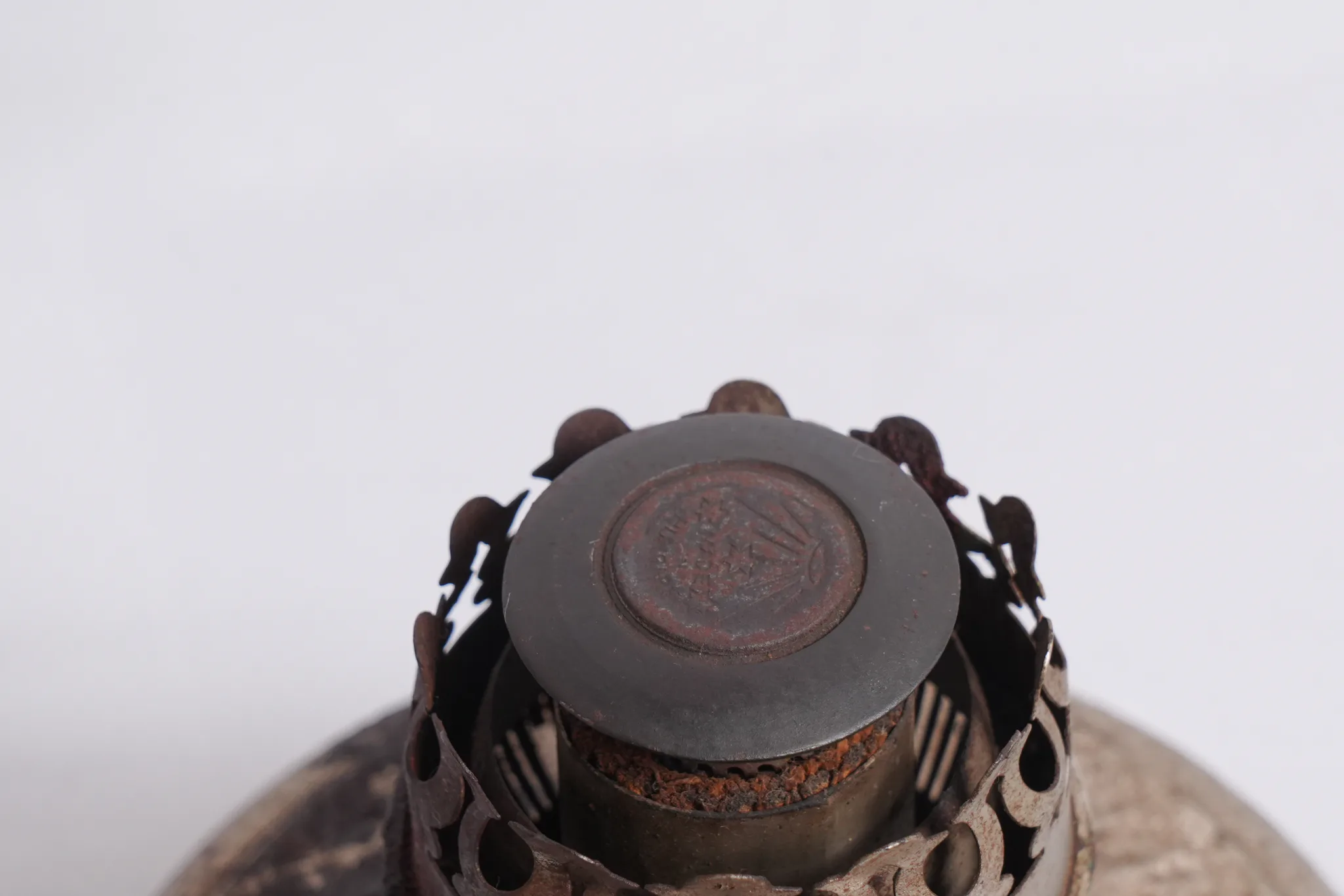 Vintage Metal Kerosene Oil Lamp with Burner — photograph