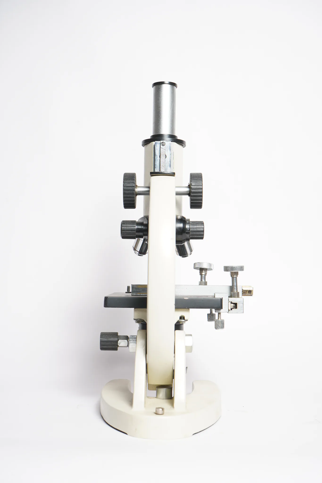 Vintage Ivory Enamel Laboratory Compound Microscope — photograph