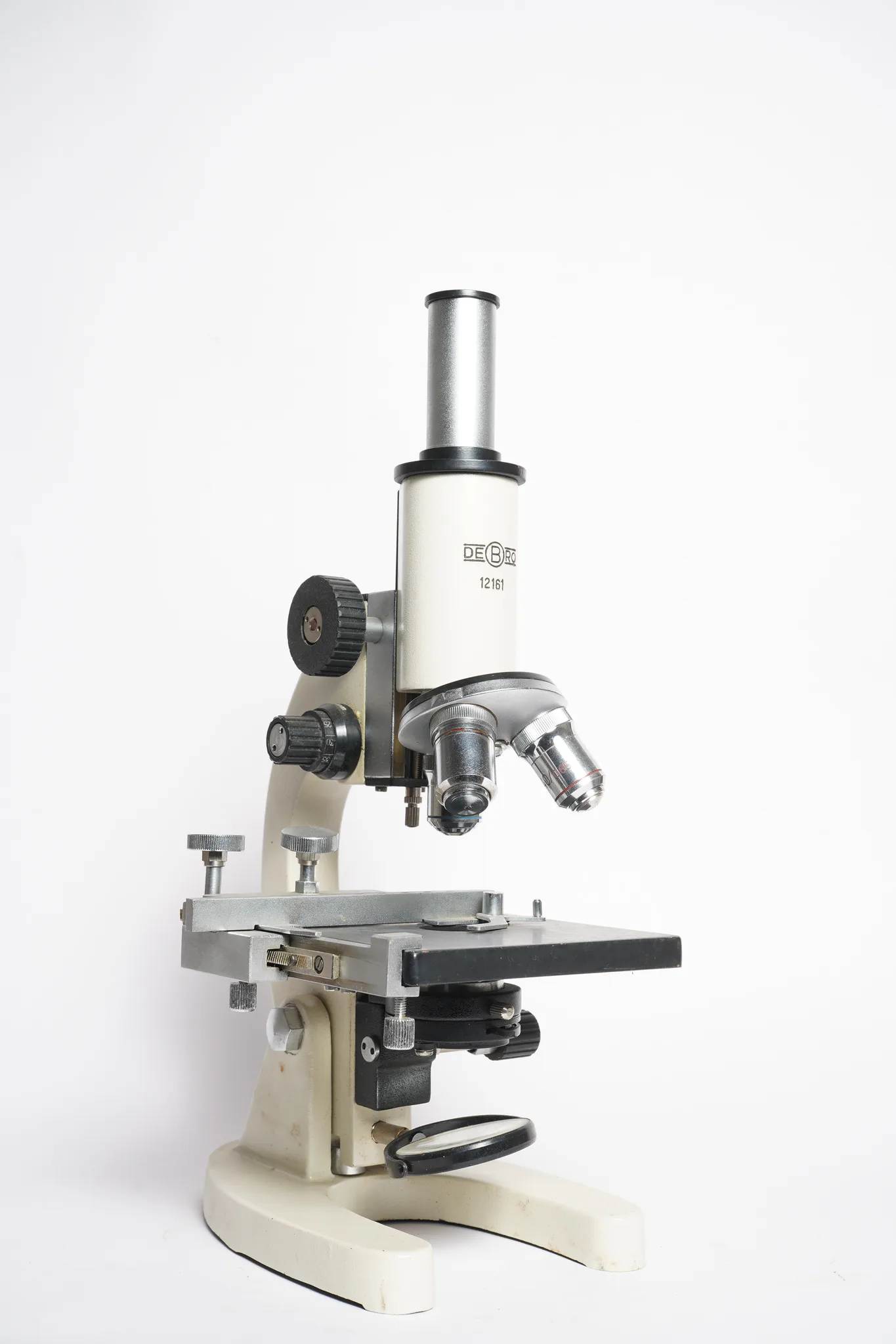 Vintage Ivory Enamel Laboratory Compound Microscope — photograph