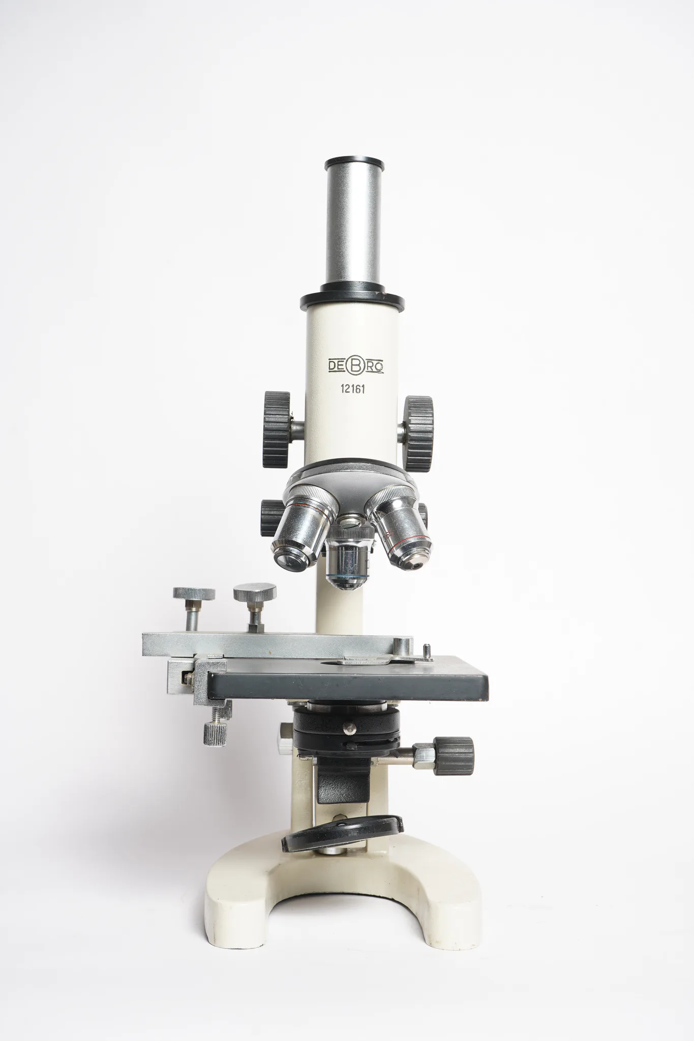 Vintage Ivory Enamel Laboratory Compound Microscope — photograph