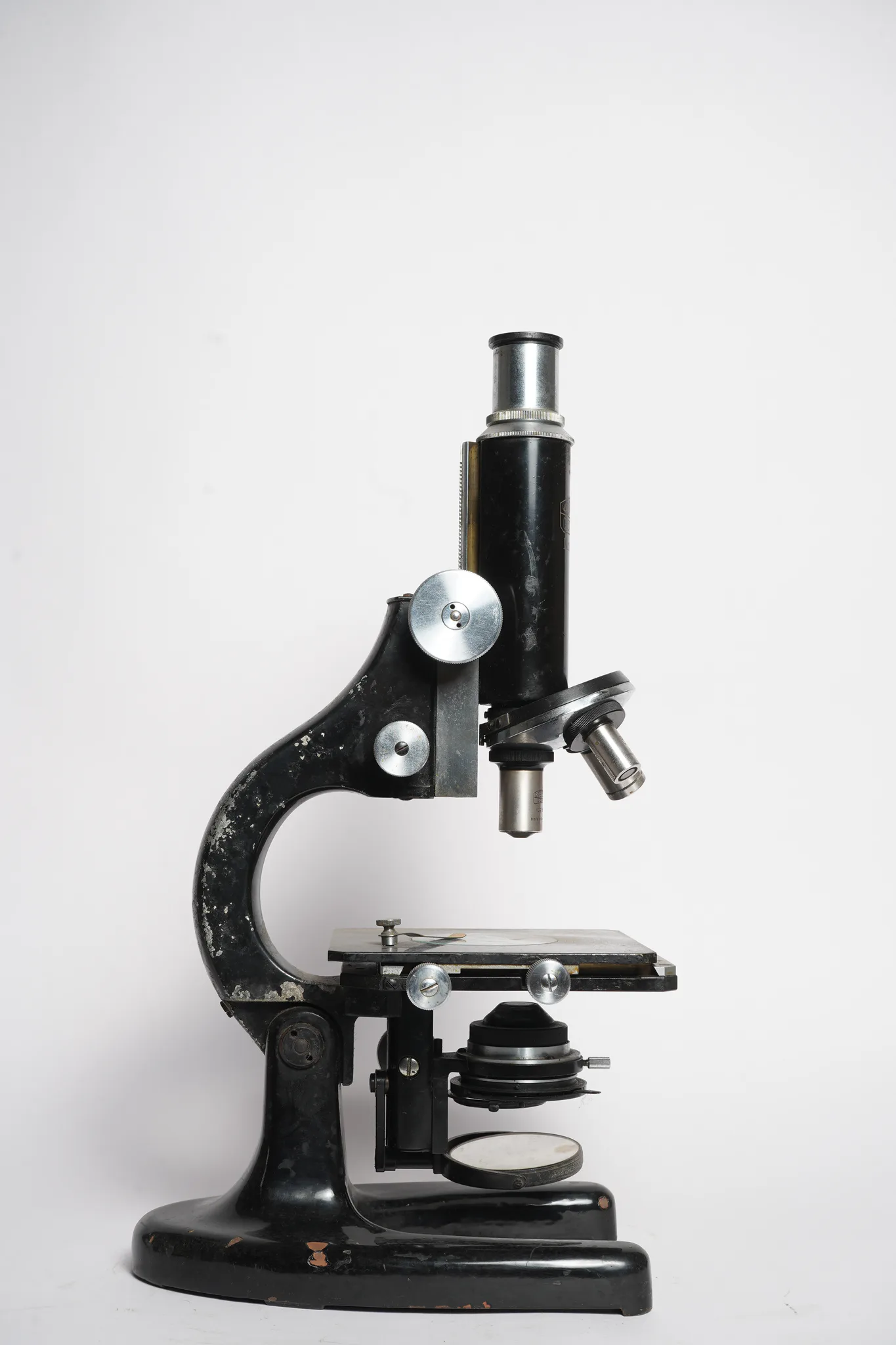 Vintage Monocular Field & Research Microscope — photograph