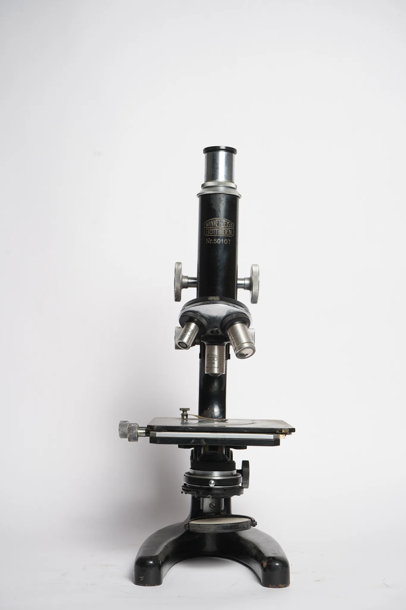 Vintage Monocular Field & Research Microscope — photograph