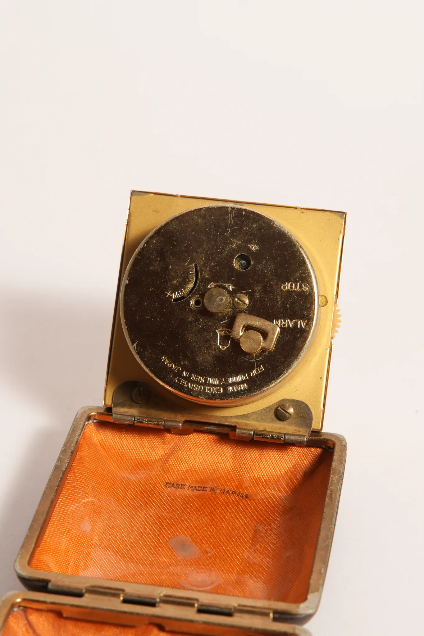 Phinney-Walker Travel Alarm Clock in Brown Case — photograph