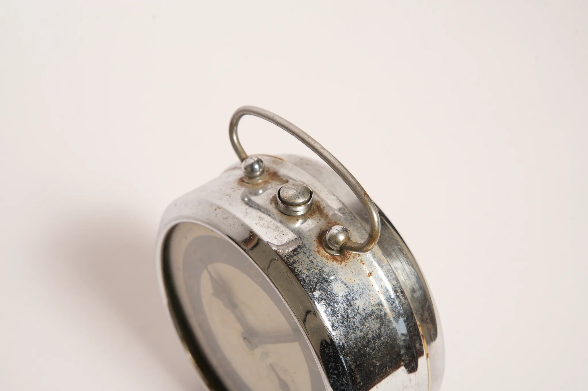 Vintage Swiss Movement Two-Tone Alarm Clock — photograph