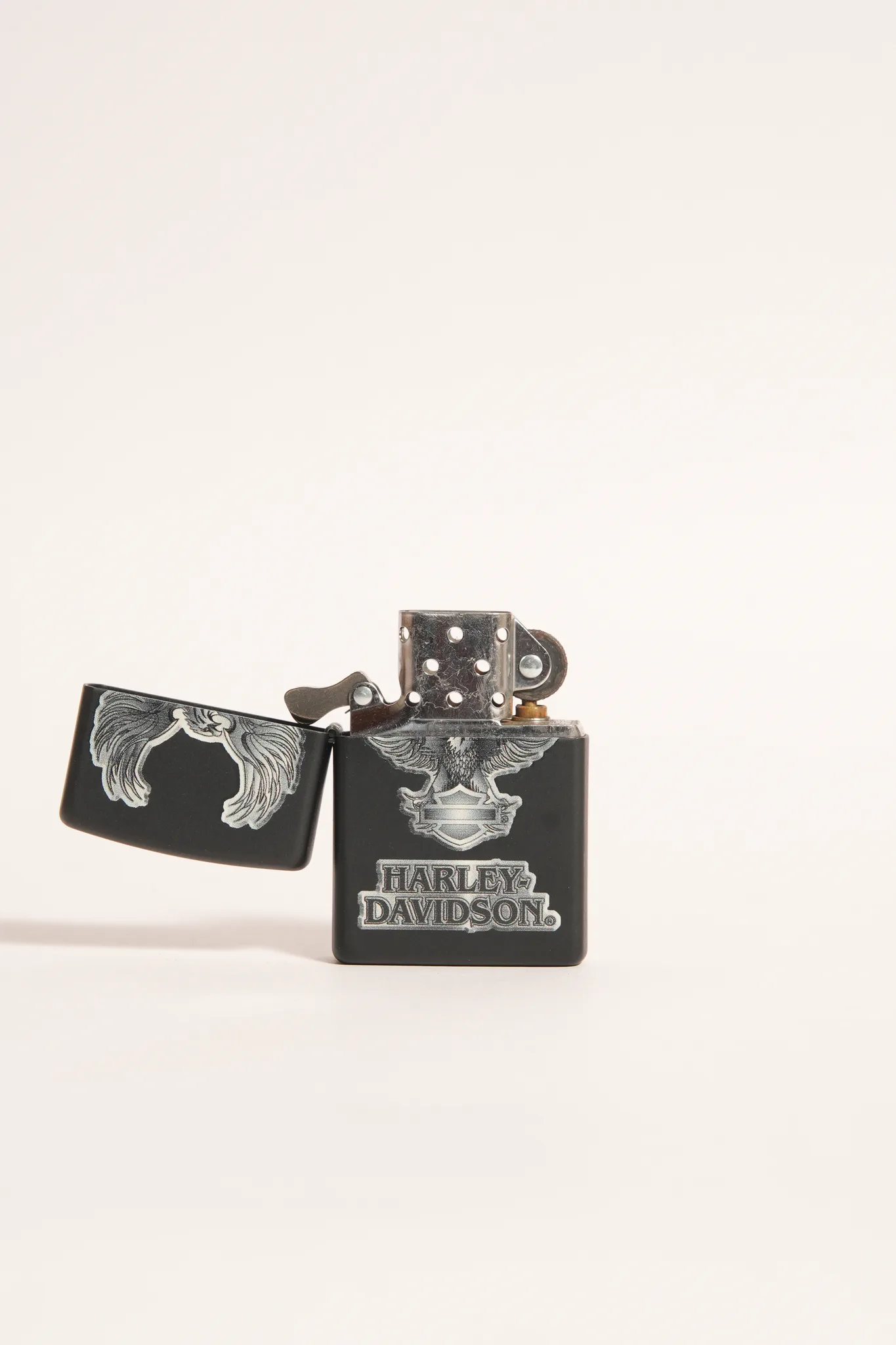 Vintage Zippo Harley-Davidson Eagle Matte Black Lighter — photograph