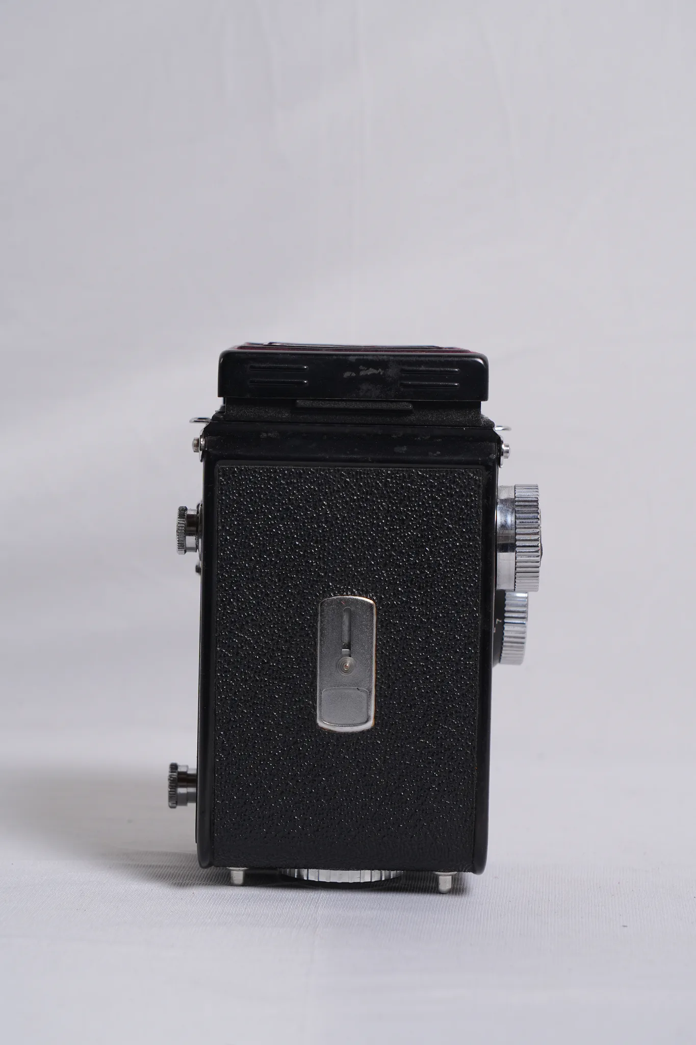 Yashica-A Twin-Lens Reflex Camera with Leather Case — photograph