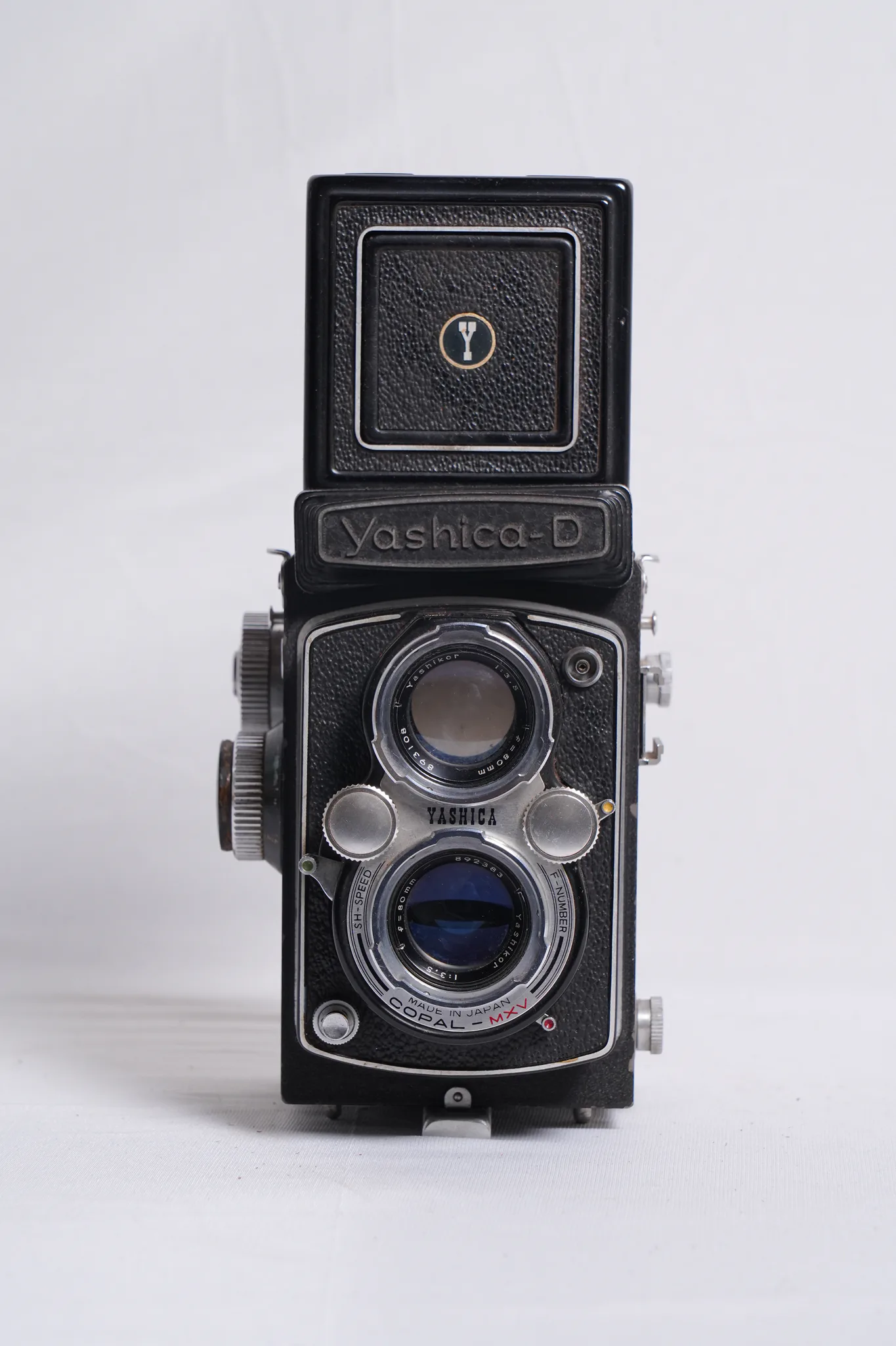 Yashica-D Twin-Lens Reflex Camera with Original Leather Case — photograph