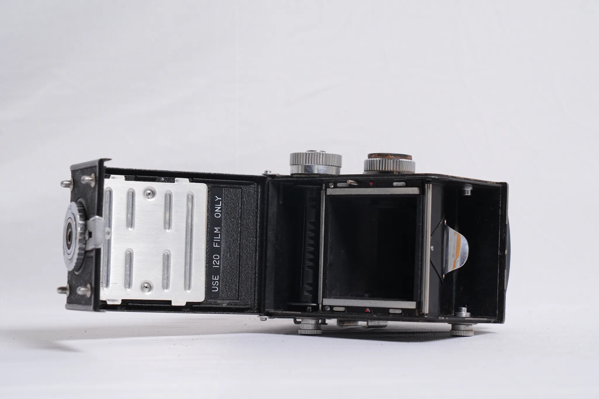 Yashica-D Twin-Lens Reflex Camera with Original Leather Case — photograph