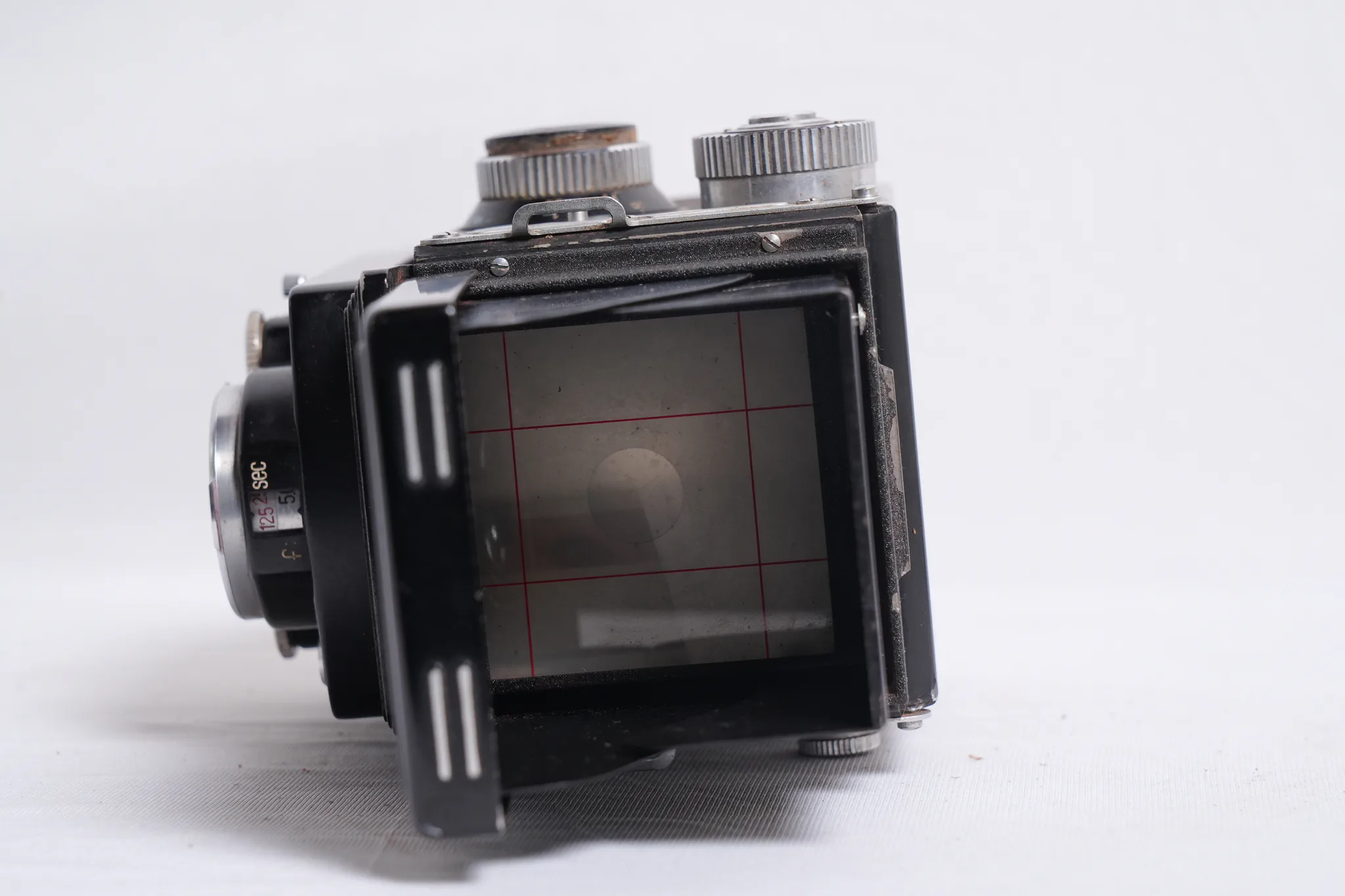 Yashica-D Twin-Lens Reflex Camera with Original Leather Case — photograph