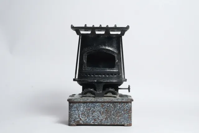 Vintage Double-Burner Cast Iron & Enamel Kerosene Stove