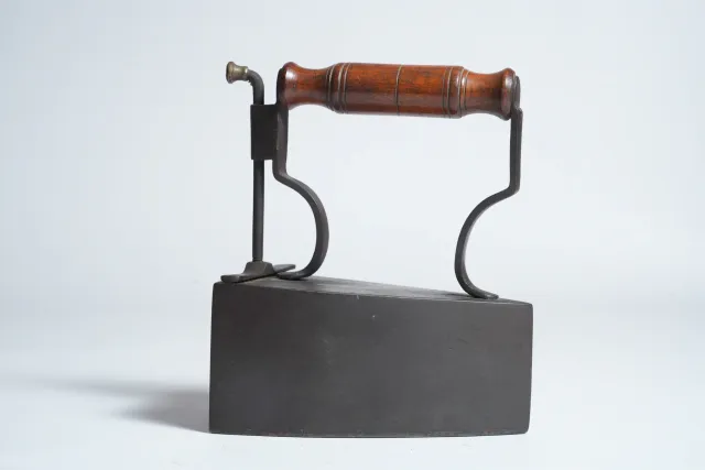 Vintage Asbestos-Handle Sad Iron with Latch Mechanism