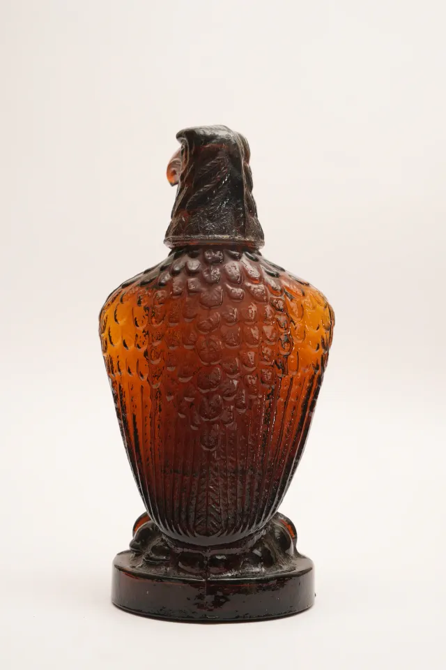 Vintage Amber Glass Eagle Figural Decanter Bottle
