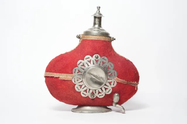 French Second Empire Vivandière Pewter & Felt Canteen