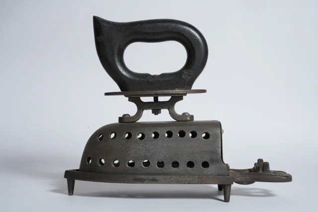 Antique Charcoal Box Iron with Trivet Stand