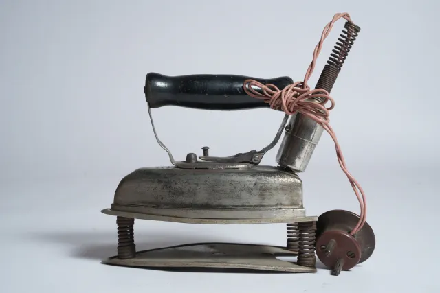 Vintage Universal Electric Iron and Curling Iron Heater Set