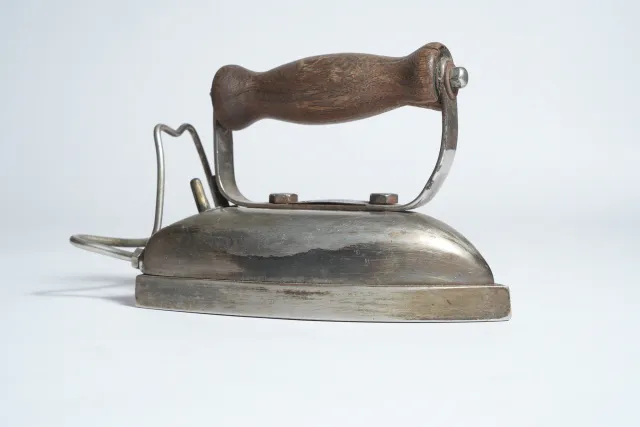 Vintage Electric Flat Iron with Wooden Handle