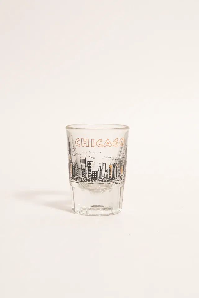 Vintage Chicago Skyline Heavy-Base Souvenir Glass